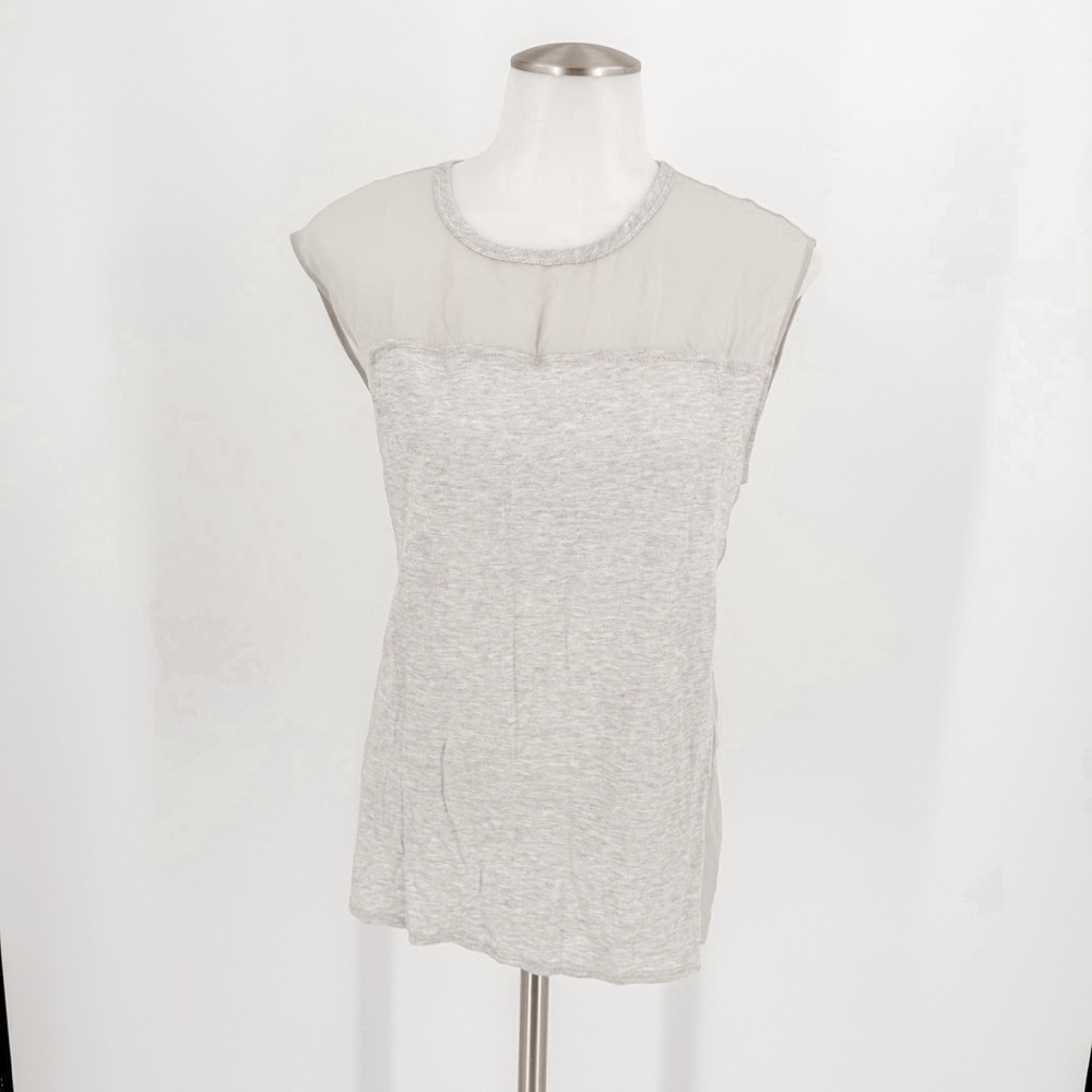 Helmut Lang Gray Sleeveless Blouse with Rounded Neckline